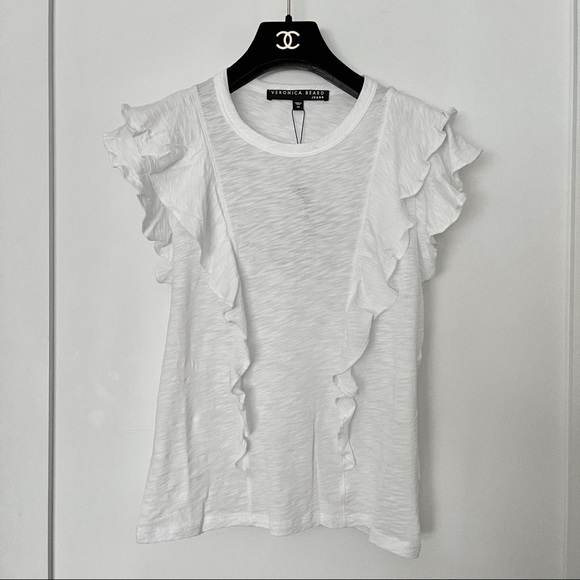 NWT $128 Veronica Beard Bea ruffle tee - Picture 4 of 7
